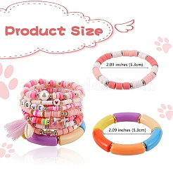 8pcs 8 Stil Liebeswort Fimo Heishi Perlen Stretch Armbänder Set für Teen Mädchen Frauen&nbsp;BJEW-SZ0001-79