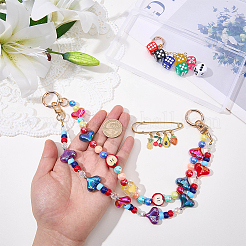 1 catenella decorativa per borsa con perline a forma di cuore e mela in acrilico&nbsp;HJEW-SC0003-34