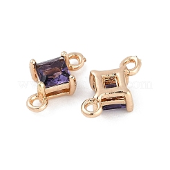 Breloques connecteurs en laiton pavé de losanges en verre&nbsp;GLAA-Q088-001G