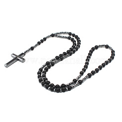 Halsketten mit Anhänger aus schwarzem Labradorit und schwarzem Hämatit&nbsp;PW-WG39403-01