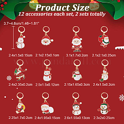 Tema navideño aleación esmalte santa claus/muñeco de nieve marcadores de punto de bloqueo&nbsp;HJEW-PH01810