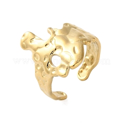 Ionenplattierung (IP) 304 Edelstahl breiter offener Manschettenring mit Blumenmotiv für Frauen&nbsp;X-RJEW-G275-05G