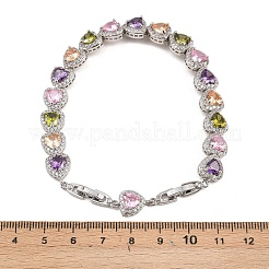 Tennisarmbänder aus platinfarbenem Messing mit Mikropavé-Fassung aus Zirkonia&nbsp;BJEW-B160-03P-03
