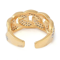 Anello a polsino aperto con micro pavé in ottone e zirconi cubici trasparenti per donna&nbsp;RJEW-Q819-05G