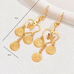 Pendientes de aro con borlas en forma de corazón de latón de moda&nbsp;JG7155