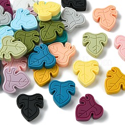 32 Stück 16 Farben Blatt Lebensmittelqualität umweltfreundliche Silikon Fokalperlen&nbsp;SIL-CJ0002-19