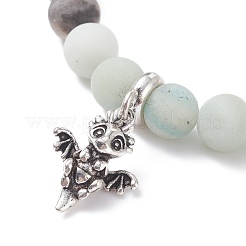 Bracciale elasticizzato con perline rotonde in amazzonite a fiore smerigliato naturale con ciondolo a forma di drago&nbsp;BJEW-JB07596