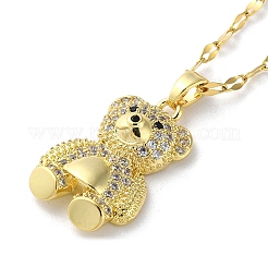 Collane con ciondolo orsetto in ottone con strass&nbsp;NJEW-Z026-03C