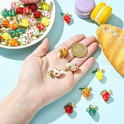 5 pendentif fraise fait main en verre soufflé&nbsp;PALLOY-YW00108-01