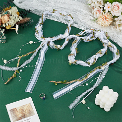 Alliage arbre de vie tissu feuille garniture ruban décoration de fête&nbsp;HJEW-OC00267
