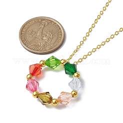 Colliers à pendentif en anneau de perles acryliques colorées&nbsp;NJEW-JN04596-01