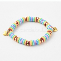 Pulseras hechas a mano de arcilla polimérica heishi pulseras elásticas&nbsp;BJEW-JB0001-CPQ