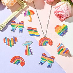 14 Stück 7 Formen bedruckter Acryl-Glitzerpulver-Anhänger im Regenbogen-Stil&nbsp;OACR-CJ0001-93
