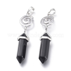 Natürlicher schwarzer Onyx spitzer großer Anhänger&nbsp;G-D0021-01P-18