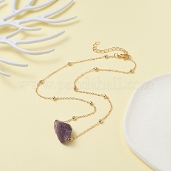 Collana da donna con ciondolo in pietra grezza naturale&nbsp;NJEW-JN03781