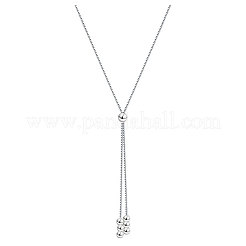 Collane lariat regolabili in argento sterling 925 e 3 perline rotonde per donna&nbsp;FS-WGC81C4-01