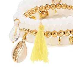 Set di bracciali elastici in giada mashan naturale ed ematite sintetica con perline rotonde&nbsp;BJEW-JB07505