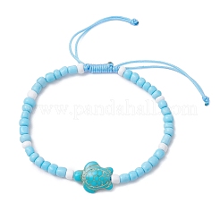 Braccialetti di perline intrecciate in turchese sintetico e semi di vetro&nbsp;BJEW-JB11153