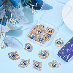20 Stück 10 Stile Legierung Kristall Strass Anhänger&nbsp;ALRI-SC0001-64