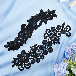 4 paire de 2 appliques en dentelle florale brodée en polyester et nylon&nbsp;DIY-GF0009-10
