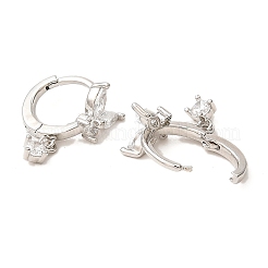 Aretes de aro colgantes de latón y platino con forma de mariposa&nbsp;EJEW-L270-11P-01