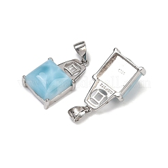 2 Stück quadratische Münzanhänger aus natürlichem Larimar&nbsp;SJEW-D300-01P