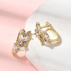 Boucles d'oreilles créoles en laiton avec micro pavé de zircons cubiques transparents&nbsp;EJEW-H180-29G