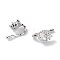 Orecchini da donna con polsino a forma di cuore in ottone con micro pavè di zirconi cubici&nbsp;EJEW-E308-01P
