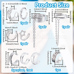 2 Paar 2 Stile 925 Sterling Silber Manschette Ohrringe&nbsp;EJEW-UN0002-84