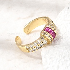 Anelli aperti con polsino in ottone micro pavé di zirconi cubici per donna&nbsp;RJEW-L343-04G
