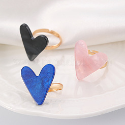 3 Stück verstellbare Fingerringe aus Messing mit Herz und Acryl für Damen&nbsp;FS-WG6A11D-05