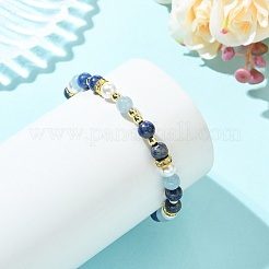 Pulseras de cuentas de lapislázuli natural&nbsp;BJEW-JB13895-01