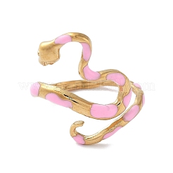 Anelli smaltati con polsino aperto in acciaio inossidabile 304 per donna&nbsp;RJEW-M020-04G-03