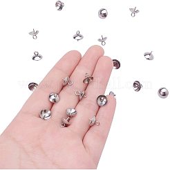 304 Edelstahl Cup Perle Peg Bails Pin Anhänger&nbsp;STAS-PH0010-32P