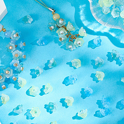 150 pièce de perles de verre peintes en aérosol transparentes bicolores de 3 couleurs&nbsp;GLAA-LT0001-04C