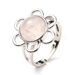 Anillos ajustables de cuarzo rosa natural&nbsp;RJEW-P043-01P-22