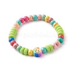 Naturholz runde Perlen Stretch Armbänder für Kinder&nbsp;BJEW-JB06640