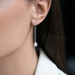 S925 Silber Zirkon Wassertropfen Ohrringe Halskette Set eleganter minimalistischer Schmuck für den täglichen Gebrauch&nbsp;ZZ8208-3