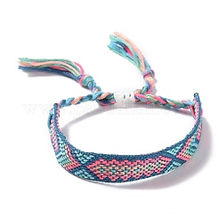 Geflochtenes Kordelarmband aus Polyester-Baumwolle mit Rautenmuster&nbsp;FIND-PW0013-001A-02