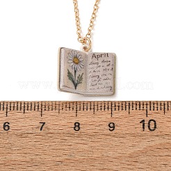 Colliers pendentifs en laiton émaillé en forme de livre pour femmes&nbsp;KK-CBAF5B9-01G-04