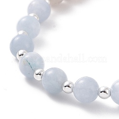 4 pz 4 stili naturali e sintetici pietre preziose miste e set di bracciali elastici con perline in acciaio inossidabile 304 per le donne&nbsp;BJEW-JB09116