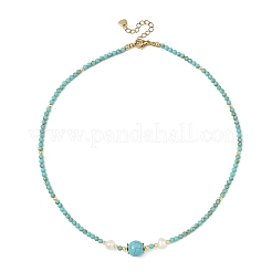 Colliers de perles rondes en pierres précieuses naturelles et synthétiques mélangées et en perles de culture d'eau douce naturelles&nbsp;NJEW-JN06554