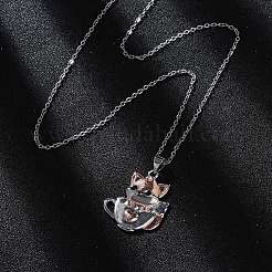 Colliers en laiton avec pendentif en forme de renard mignon pour femmes&nbsp;LS-NJEW-C067-03P