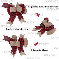 2 pièce de décoration d'affichage de nœud papillon en tissu de lin à motif tartan&nbsp;AJEW-SP0003-67