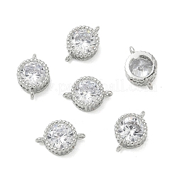 Messing Pflaster klar Kubisch Zirkonia flache runde Anschluss Charms&nbsp;XGRQ3D332-501P