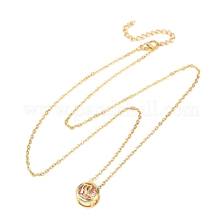 Collane con catena a maglie e ciondolo a forma di costellazione in ottone con zirconi cubici e pietra portafortuna&nbsp;NJEW-D334-01G-08