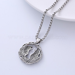 Collana punk vintage retrò con ciondolo a forma di doppio lupo&nbsp;XB0880