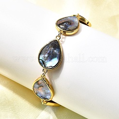 Natürliche Abalone-Muschel/Paua-Muschel Tropfengliederkette Armbänder für Frauen&nbsp;BJEW-F512-01G