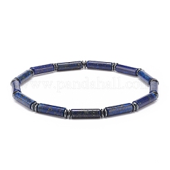 Columna de piedras preciosas naturales y brazalete elástico de hematites sintético&nbsp;BJEW-JB08458