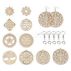 Bricolage 40 paires de kits de fabrication de boucles d'oreilles en bois naturel&nbsp;DIY-TA0003-35P